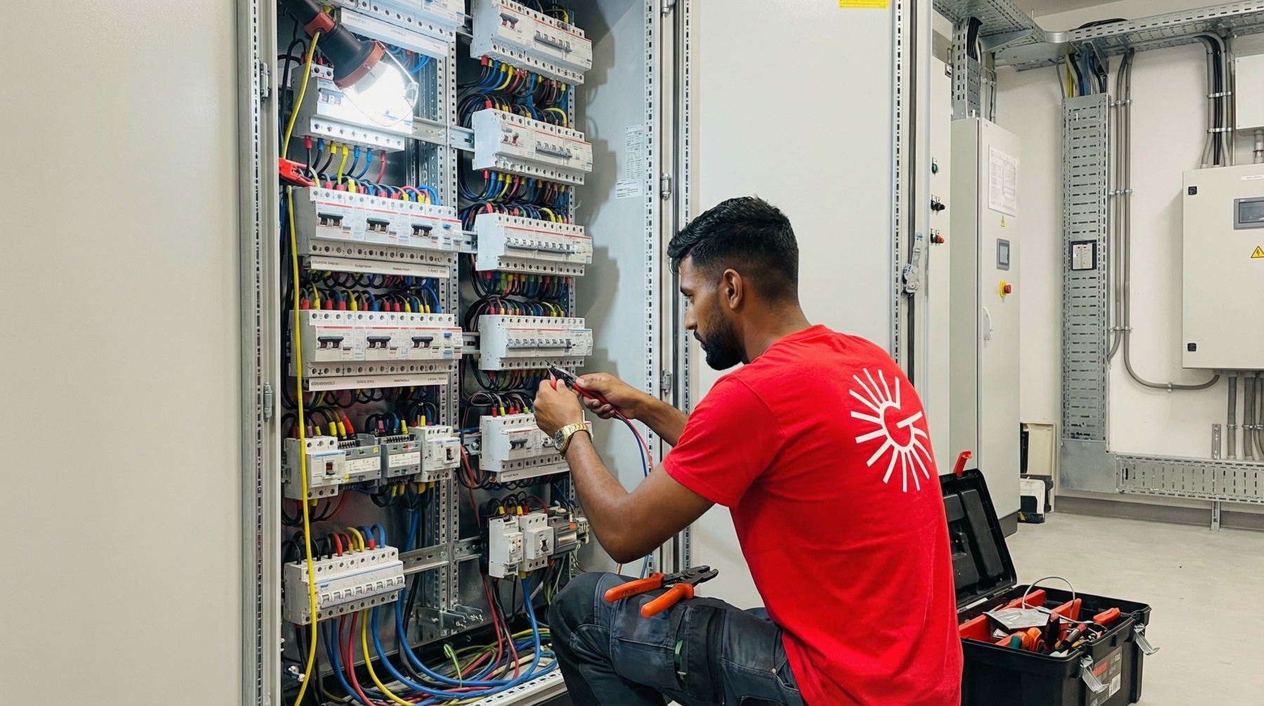 Technicien Gaudard travaillant sur une installation électrique